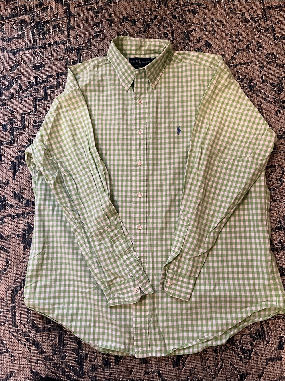 Polo Ralph Lauren Blake Men’s XL Green & White Gingham Button-Down Shirt